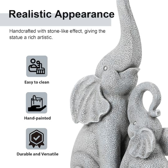 Glitzhome® 18.25" Resin Mother and Baby Elephant Statue
